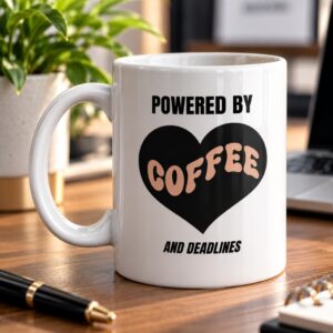 Powered by Coffee and Deadlines Mug