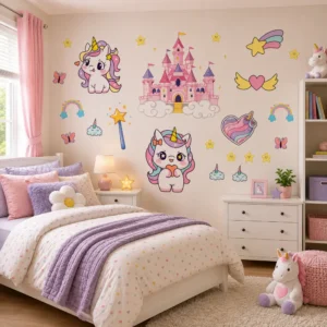 Princess Unicorn Wall Stickers for Kids