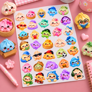 Squishy Dumpling Transfer Stickers for Kids