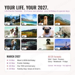 2027 Life Events Calendar (your own photos)