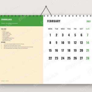 2027 Recipe Calendar A4 (12 SA recipes)